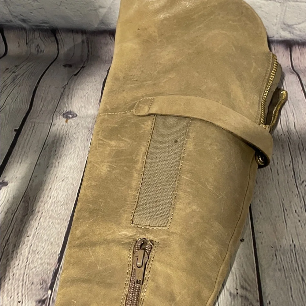Guess Tan Leather Over the Knee Boots | Size 6